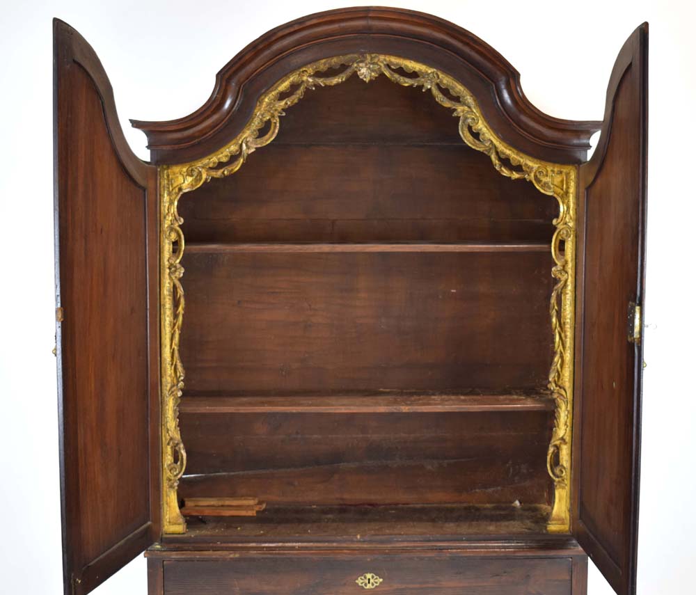 A Dutch oak cupboard, the two panelled doors enclosing gilt fretwork interior, - Image 7 of 11