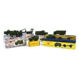 Six Dinky military models: 622 10-ton Army truck, 641 Army 1 ton cargo truck, 651 centurion tank,