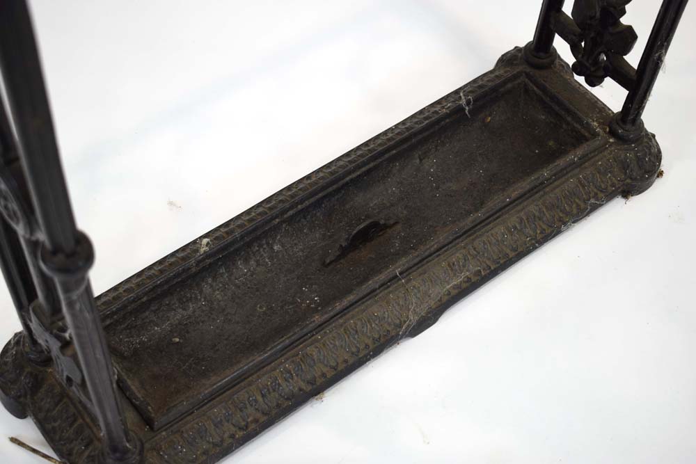 A Victorian black cast metal umbrella and stick stand in the manner of Coalbrookdale - Image 3 of 4