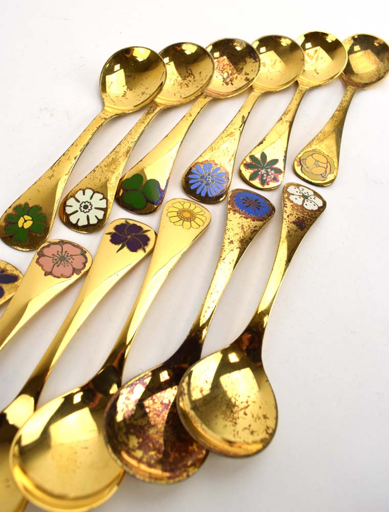 A set of twelve silver gilt and enamelled Christmas spoons, - Image 8 of 8