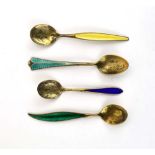 A Norwegian silver gilt and enamelled teaspoon of Neo-Classical design, David Andersen,