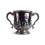 A Victorian silver two handled trophy of imposing proportions,