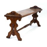 A Victorian Gothic Revival oak window seat or bench, l.