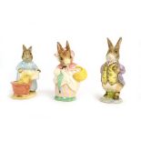 Three Beswick Beatrix Potter figures: Mr Benjamin Bunny, Cecily Parsley and Mrs Rabbit, max h.