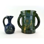 An Eltonware three handled loving mug of imposing proportions decorated with stylised flowerheads