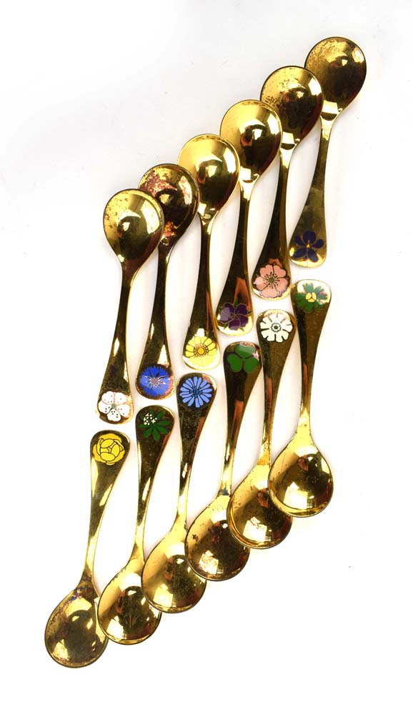 A set of twelve silver gilt and enamelled Christmas spoons, - Image 6 of 8