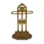 A Victorian gilt metal umbrella and stick stand in the manner of Coalbrookdale