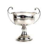 An early 20th century silver two handled trophy vase, maker R&D, Birmingham 1933, h. 16 cm, 6.