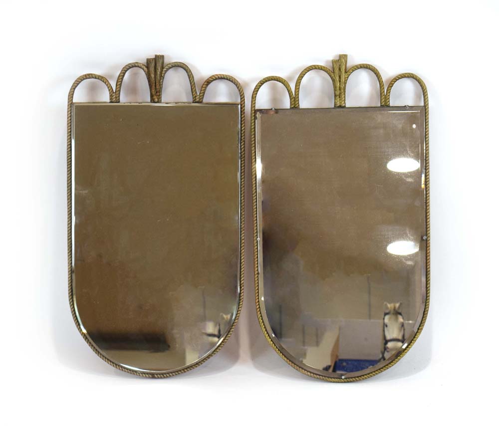 A pair of 20th century mirrors, the bevelled plates within gilt ropetwist and wheatsheaf frames, h.