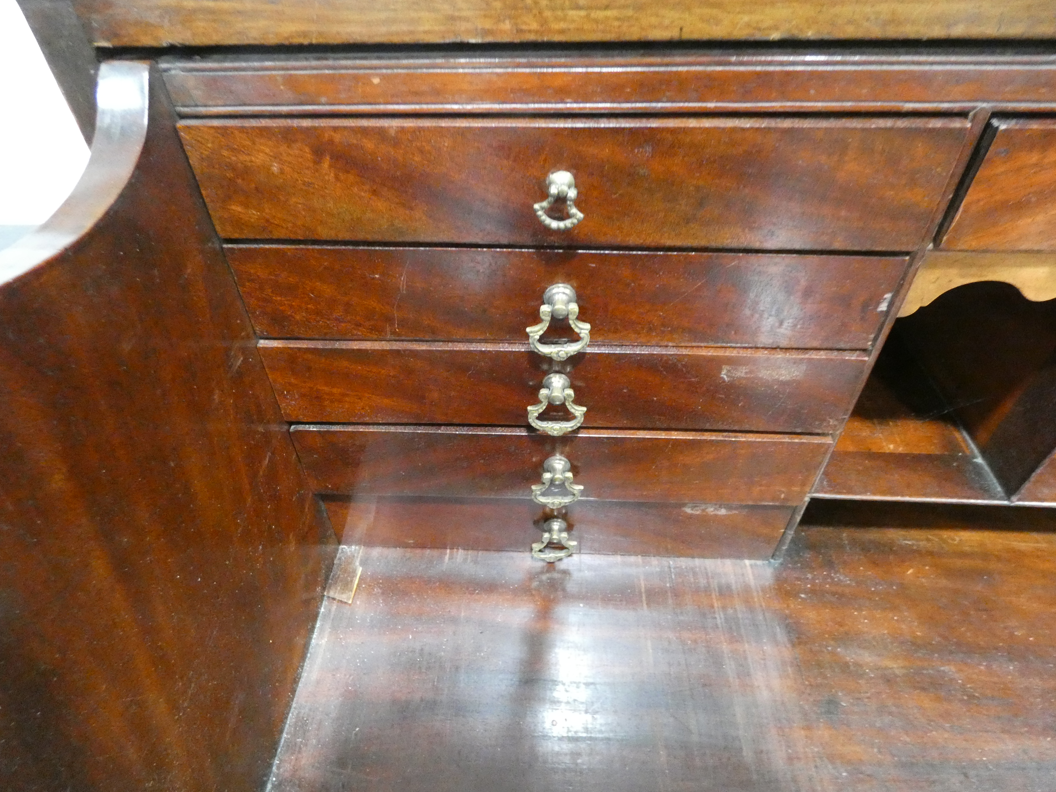 A Georgian mahogany, strung and crossbanded secretaire, the fall-front enclosing a fitted interior, - Image 9 of 28