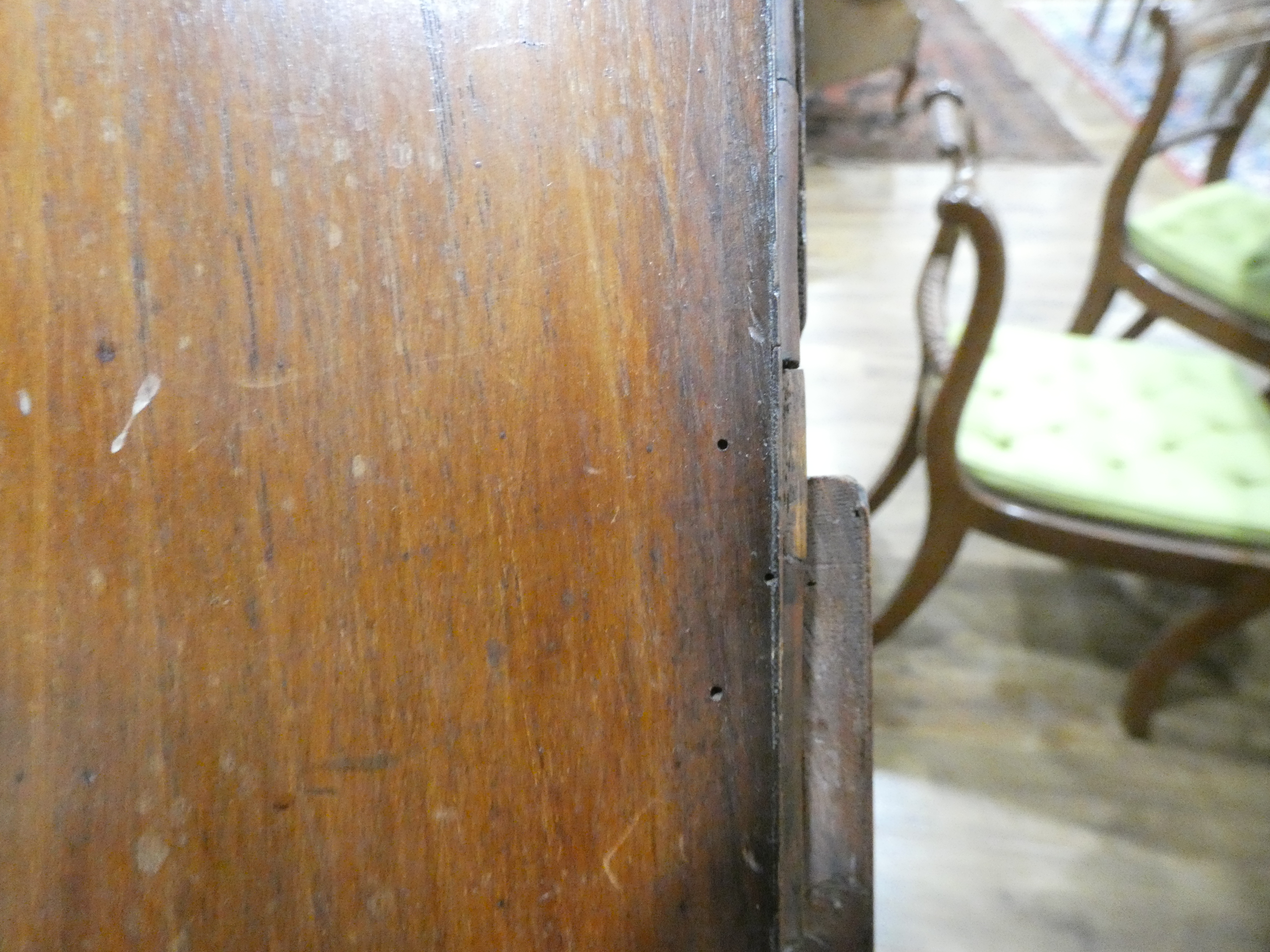 A Georgian walnut and feather crossbanded chest of three short over three long drawers on later bun - Image 23 of 27