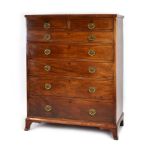A 19th century mahogany and crossbanded chest of two short over five long graduated drawers on