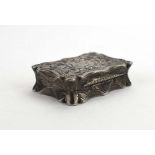 A Victorian silver, parcel gilt and engraved vinaigrette of scalloped rectangular form, maker ES,