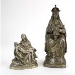 A Notre Dame aluminium figural group modelled as the Madonna and child, 'Nd. Liesse ppn', h.