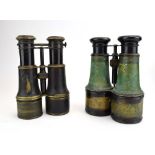 A pair of early 20th century theater/field/marine binoculars together with another similar pair