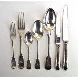 A harlequin suite of Georgian and later silver old English pattern flatware comprising: 8 x table