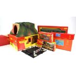 A group of Tri-ang Hornby OO gauge accessories including a R576 tunnel, R454 siding set,