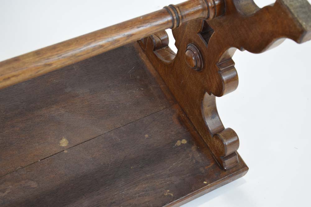 A Victorian Gothic Revival oak window seat or bench, l. - Image 5 of 5