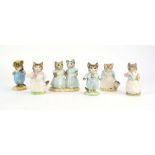 Six Royal Albert Beatrix Potter figures: Mrs Ribby, Ribby and the patty pan, Tabitha Twitchit,