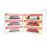 Six Fleischmann N gauge Picolo electric engines: 7322, 7328, 7337, 7353 and two 7355,