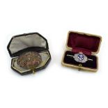 A cased Royal Naval silver sweetheart's brooch together with a Victorian silver mourning brooch