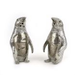 A pair of novelty silver plated salt and pepper shakers,