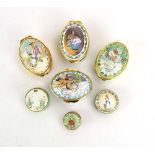 Seven Halcyon Days Beatrix Potter enamel boxes: Jemima Puddle-Duck, Mrs Tittlemouse,