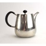 A silver teapot of modernist form, Walker & Hall, Sheffield 1962, h.