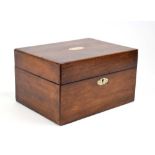 A Victorian rosewood toilet box with mother-of-pearl mounts,
