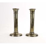 A pair of silver candlesticks of plain columnar form, William Hutton & Son,