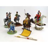 Eight large scale painted metal equestrian mounted and standing figures (8) CONDITION