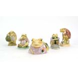 Five Royal Albert Beatrix Potter figures: Mr Jeremy Fisher Digging, Mr Alderman Ptolemy,