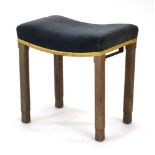 A George VI coronation stool, the limed oak frame with stamps,