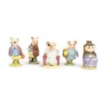 Five Royal Albert Beatrix Potter figures: Pigling East His Porridge, And this Pig had none,