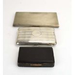 A silver, parcel gilt and engine turned cigarette case of rectangular form, WHM, Birmingham 1956, l.