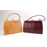 Two Mappin & Webb snakeskin handbags in tan and burgundy CONDITION REPORT: Wear to