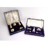 A cased three piece silver cruet set, maker DSS, London 1979,