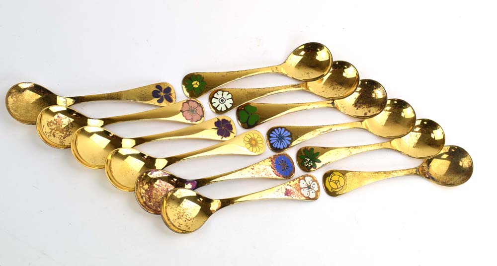 A set of twelve silver gilt and enamelled Christmas spoons, - Image 2 of 8