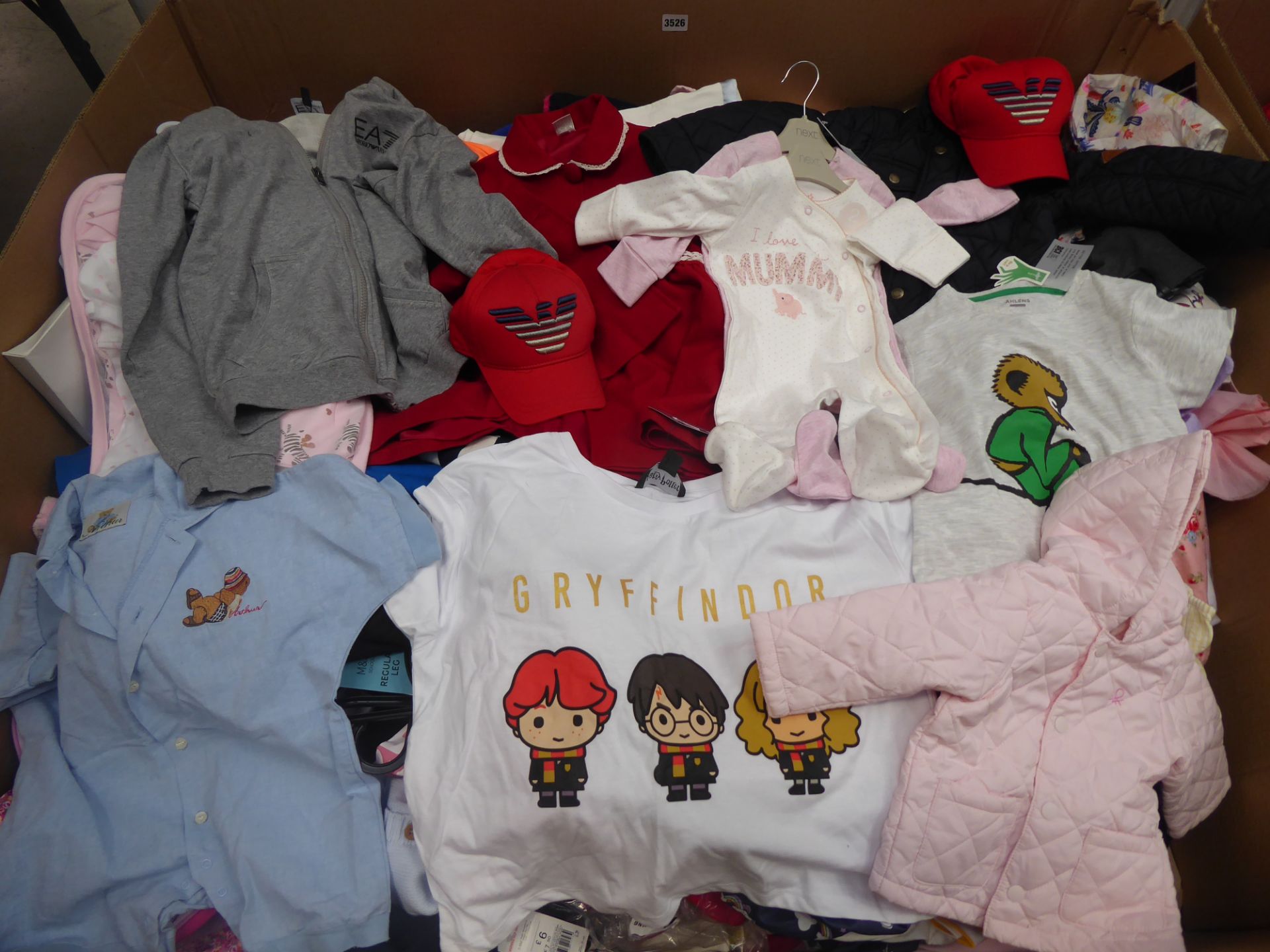 Large pallet box containing children's assorted clothing