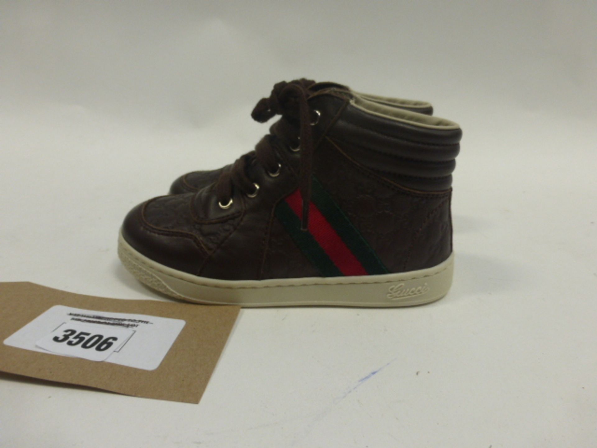 Childrens Gucci brown leather monogram trainers size EU 25 (used)