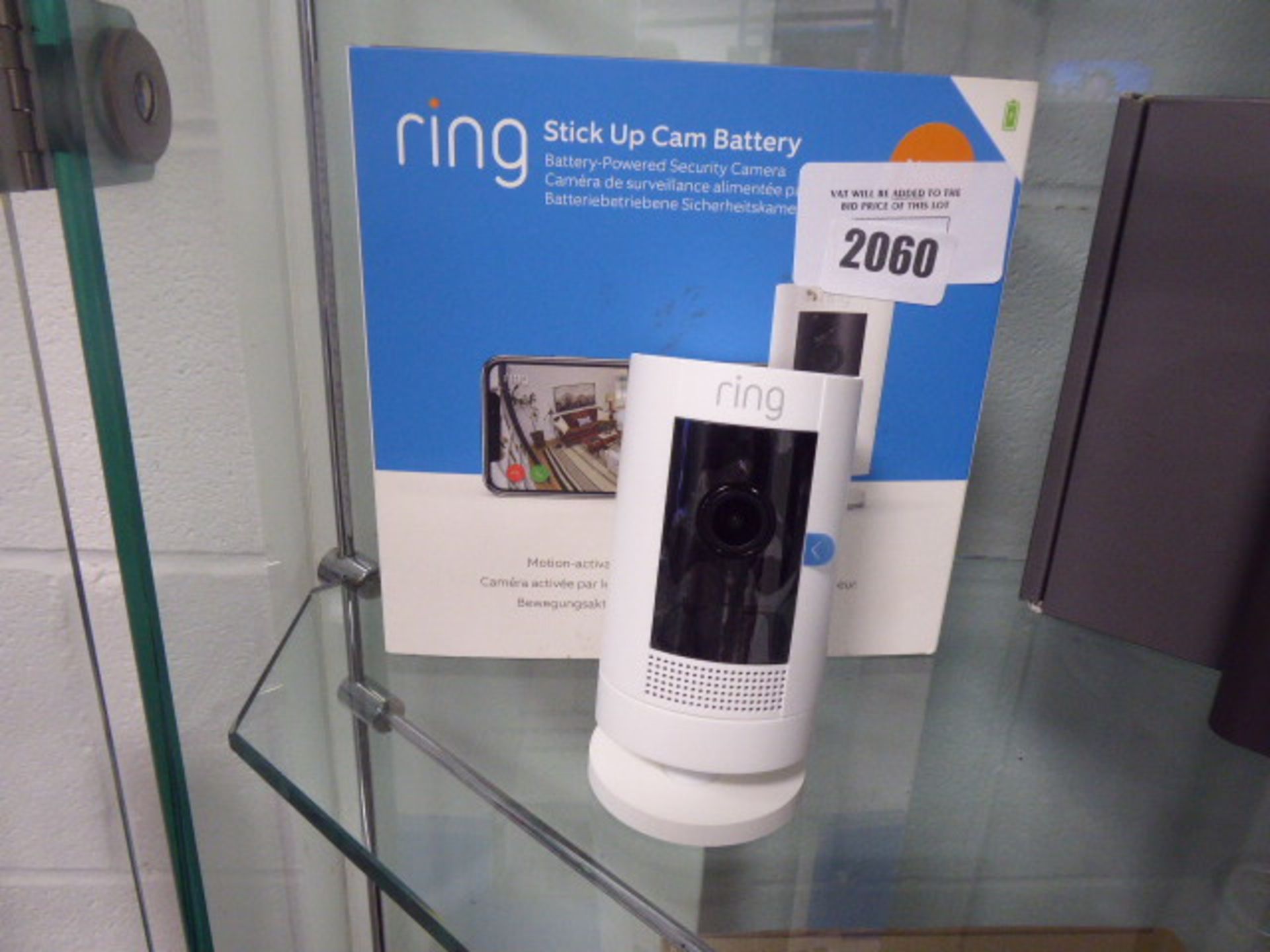 A Ring stick-up camera (no battery) with box