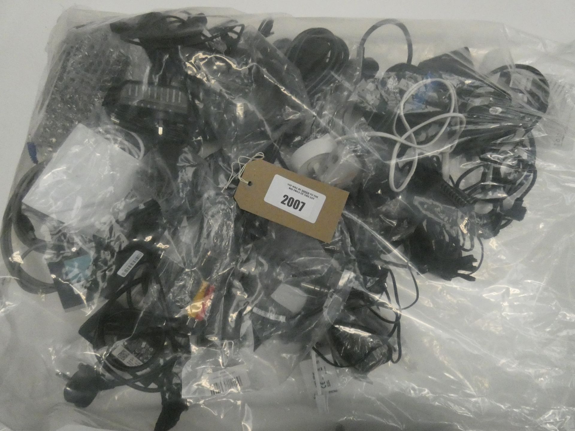 Bag containing quantity of various cables, leads and PSUs