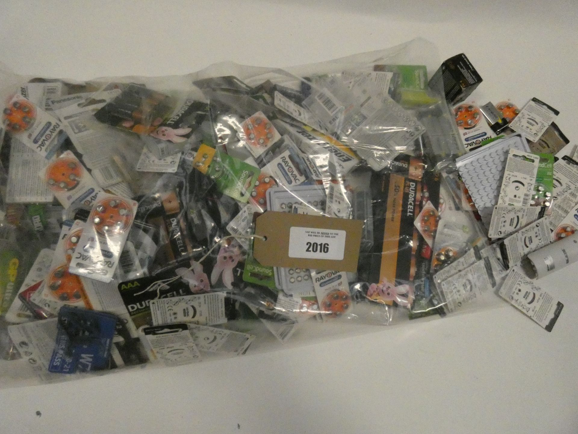 Bag containing quantity of various sized batteries