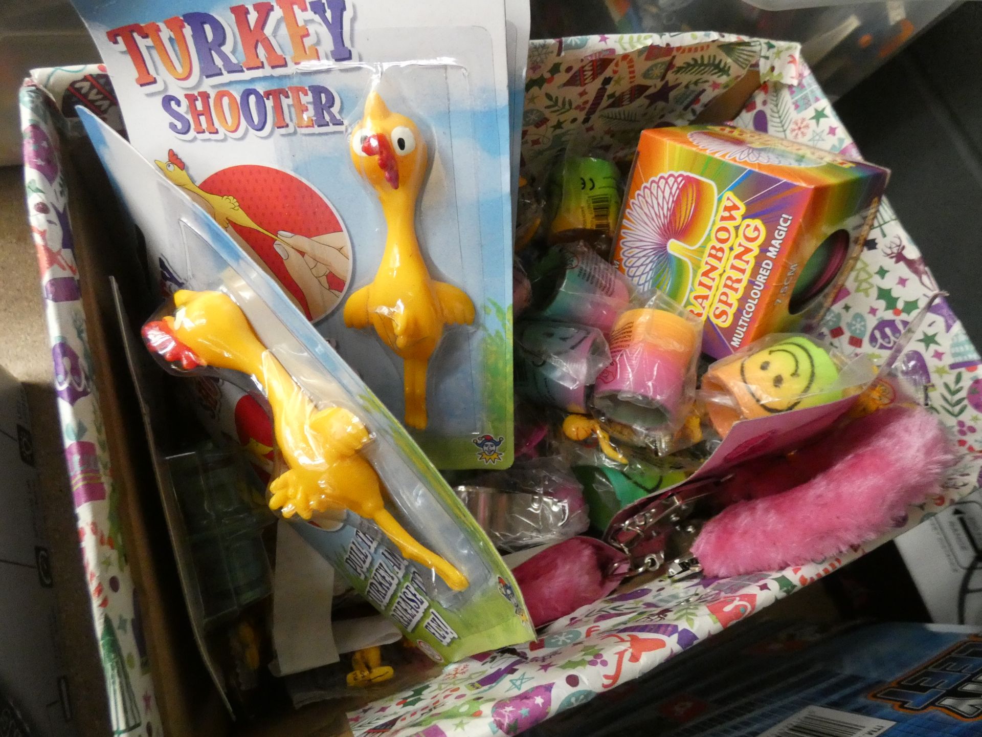 Small box containing mixed novelty toys
