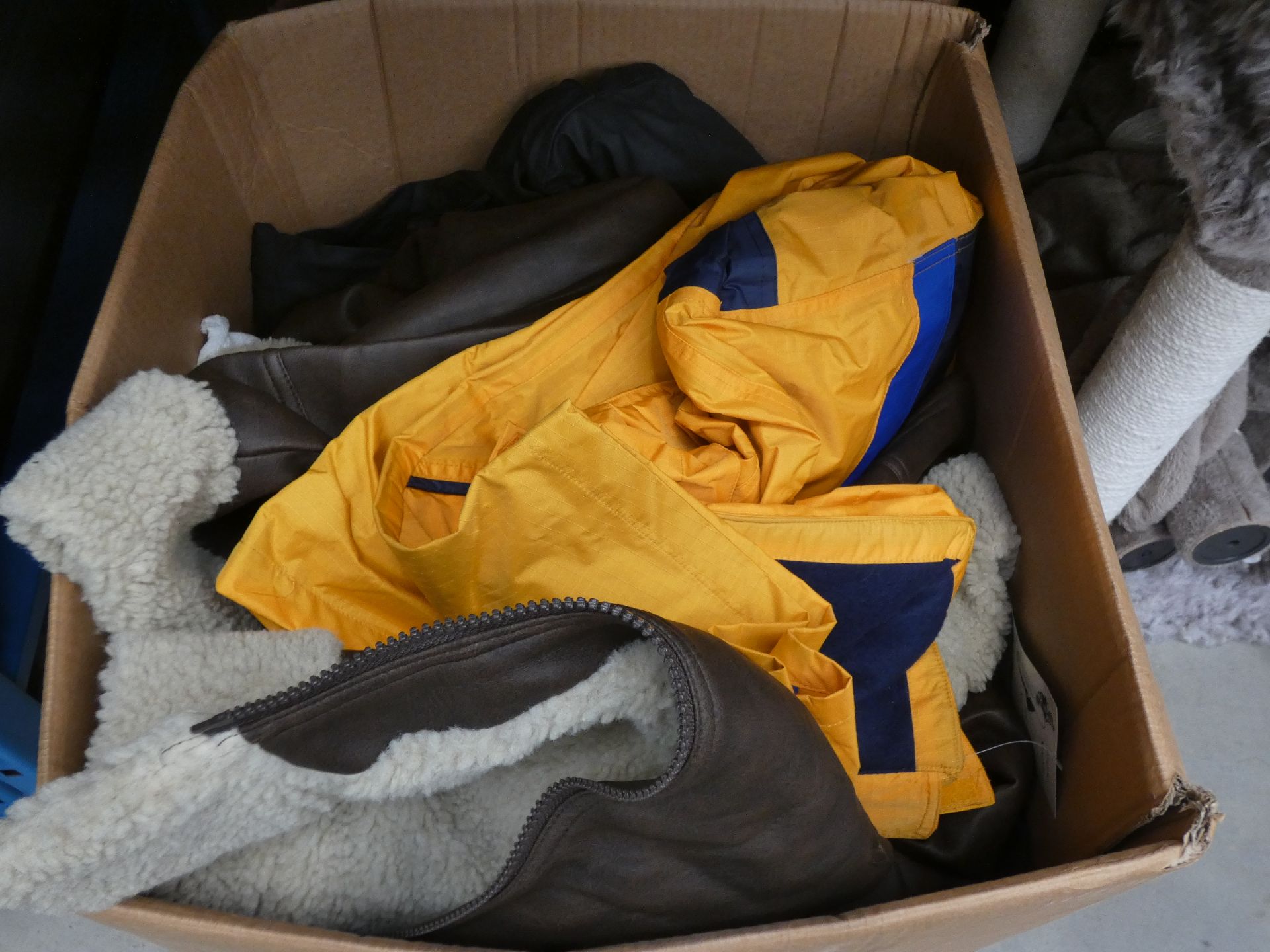 2 boxes containing mixed jackets, coats etc