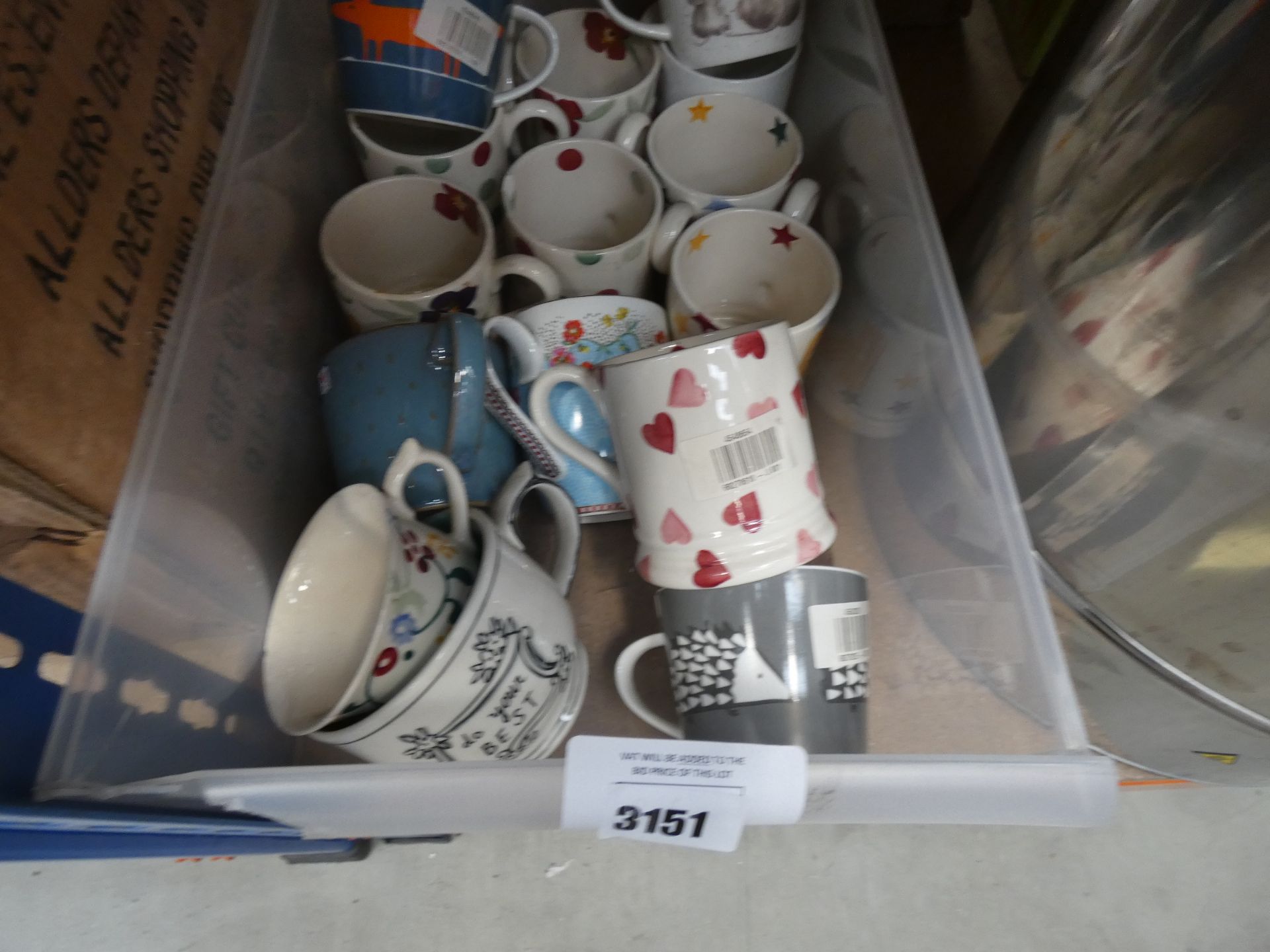 Box of various mugs
