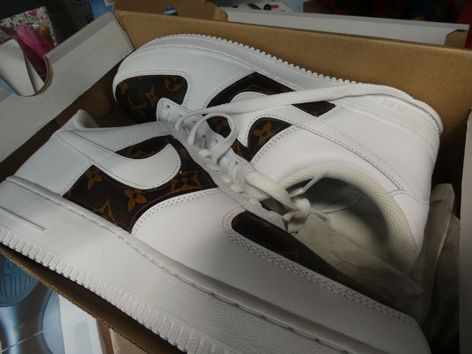 Boxed pair of Nike Air Force One trainers, size 7.5