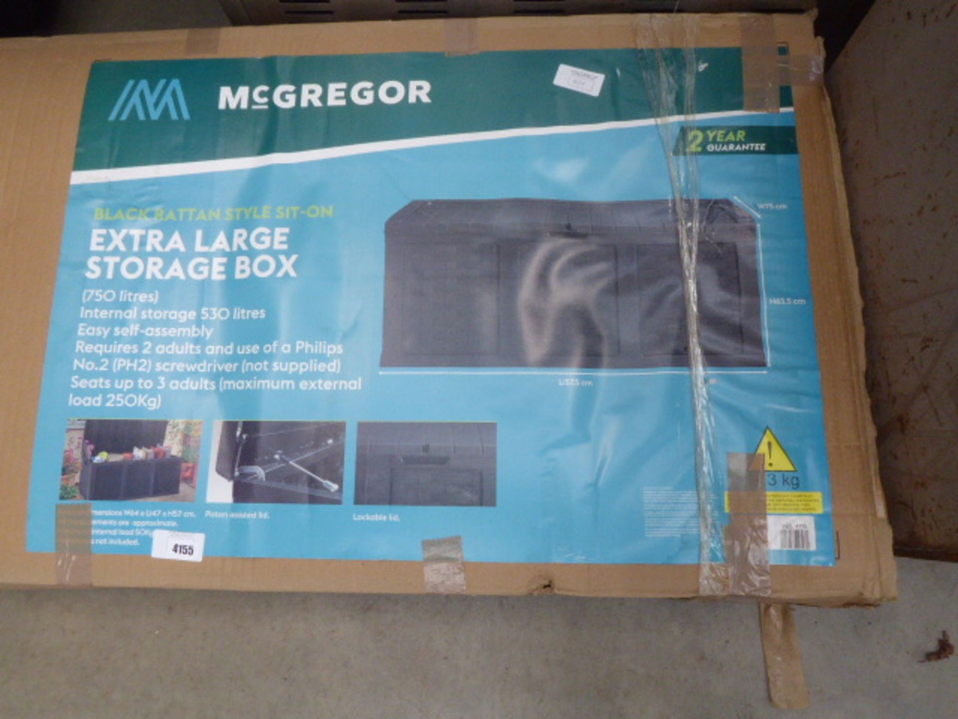 McGregor black rattan style extra large storage box