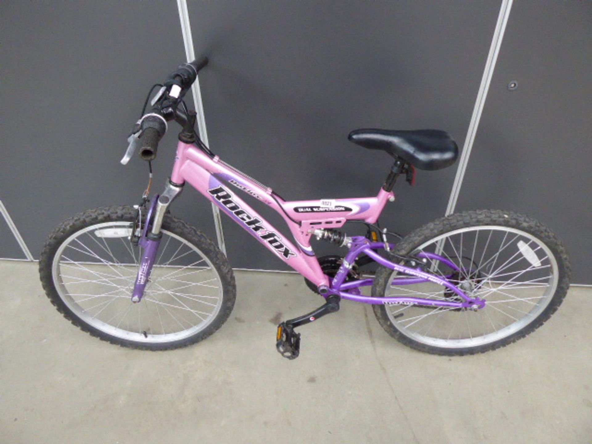 Rock Fox full suspension mountain bike in pink