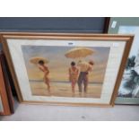 5212 Jack Vettriano style print of figures on beach